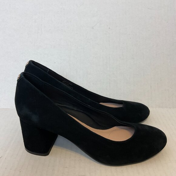 Taryn Rose Ricki Pumps Black 8B Suede Rounded Toe Block Heel - Picture 8 of 14
